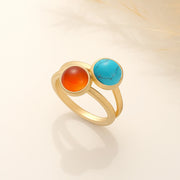 Natural Round Turqouise Stone Ring - Lyphiyes